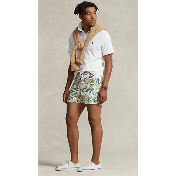 Polo Ralph Lauren‎ Coral Reef Motif 4-Inch Unlined Swim Trunk Pockets Size 42 - Picture 1 of 9